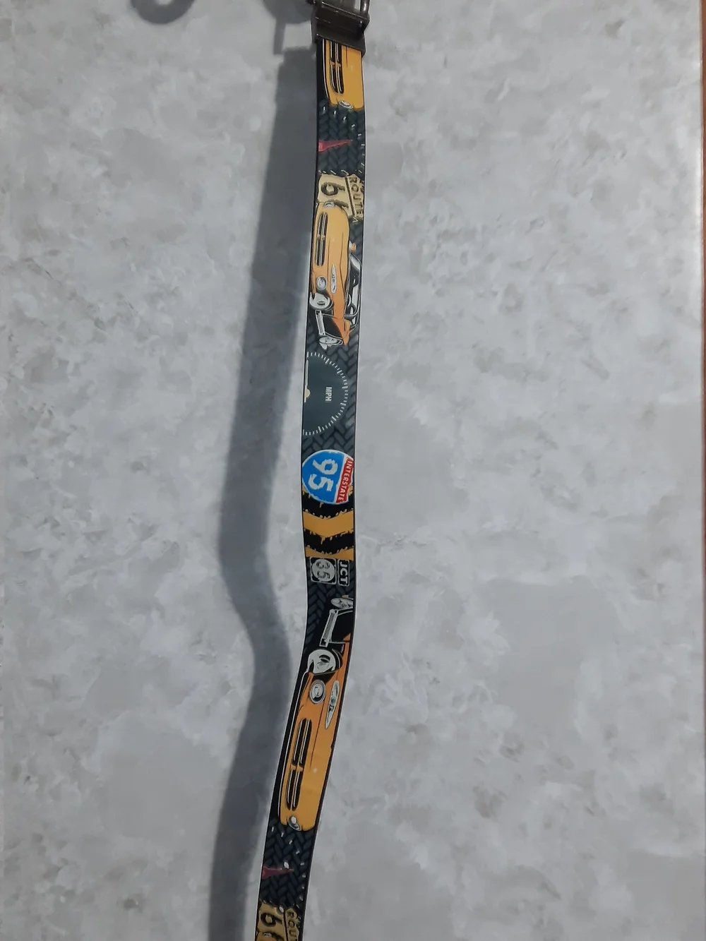 Cherokee Black Strap with Yellow Racing Car Motifs